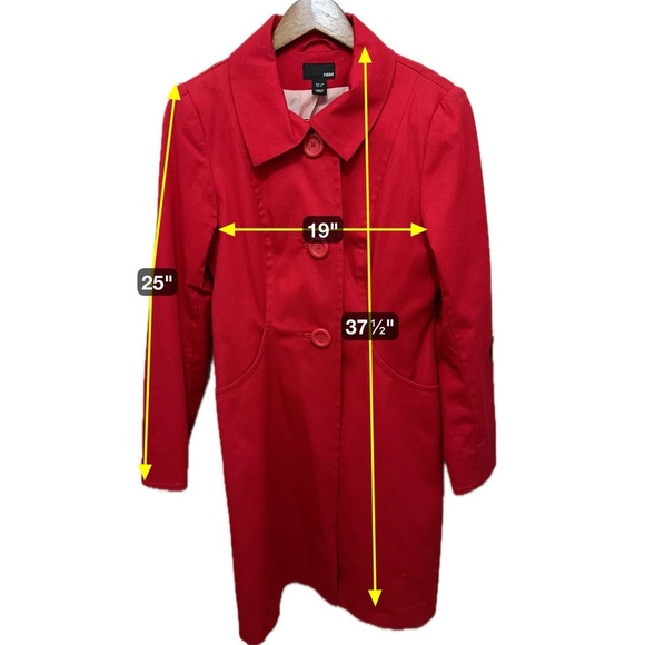 099 H&M | NWOT Vibrant Red Trench Coat - Stylish & Elegant (Size 8) - Picture 4 of 15